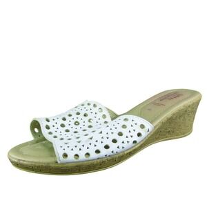 Spring Step  Women‎ Slide Sandal Shoes Size 40 Medium White Leather